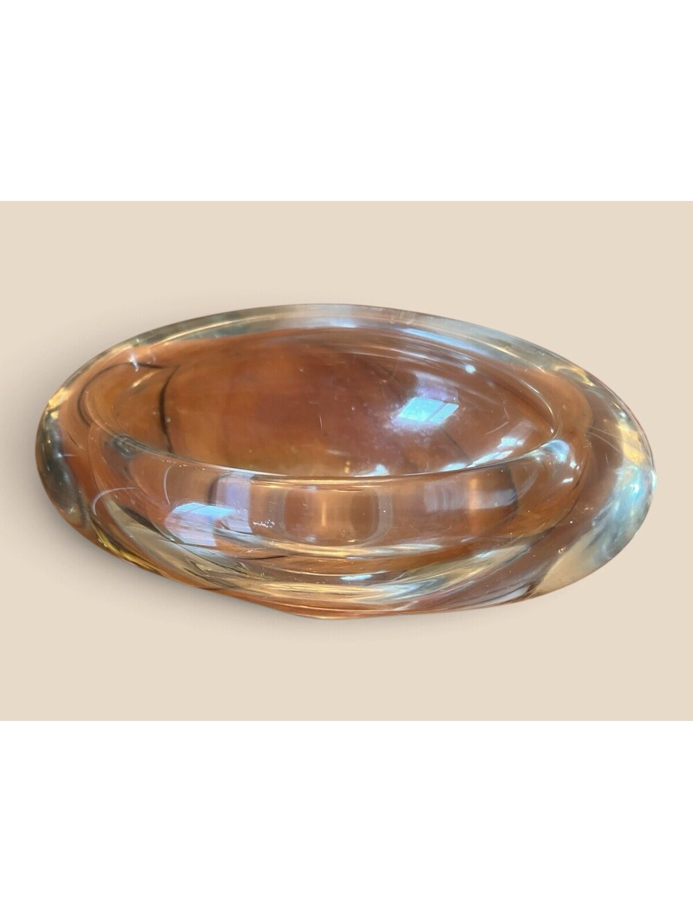 Vtg 1952 Signed Holmegaard Denmark Crystal Bowl Ashtray Per Lutken Mid Century